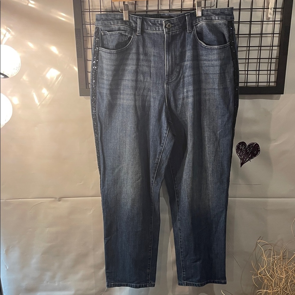 Talbots - Straight Leg Jeans with a sparkly strip down each side
